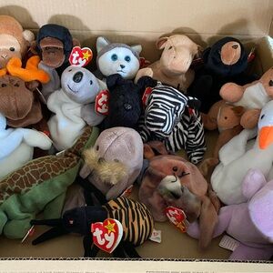 Box of Vintage Beanie Babies With Tags